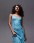 Topshop cami slip dress with embroidery and embellishment in blue Синий, 36 - фото #4