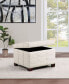Фото #3 товара Detour Strap 29.75" Square Storage Ottoman in Wood and Linen Fabric Upholstery