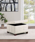 Detour Strap 29.75" Square Storage Ottoman in Wood and Linen Fabric Upholstery