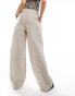 Monki linen tailored wide leg trousers in beige Бежевый, 38 - фото #5