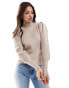 Фото #1 товара ONLY high neck puffy sleeves jumper in light beige