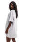 Фото #2 товара ASOS DESIGN Weekend Collective distressed logo oversized t-shirt dress in ice marl