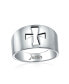 Simple Religious Saint John Christian Wide Cut-out Cross Signet Ring For Women Men .925 Sterling Silver Shinny Polished