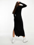 Фото #3 товара ASOS DESIGN Tall knitted maxi dress with high neck and side split in black