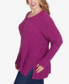 ფოტო #4 პროდუქტის Plus Size Lets Rendez-Blue Solid Long Sleeve Sweater