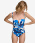 Фото #4 товара Women's Shirred Tummy-Control Split-Cup Bandeau One-Piece Swimsuit