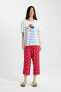 Фото #2 товара Fall in Love Disney Mickey & Minnie Regular Fit Kısa Kollu Pijama Takımı B8704AX24SM