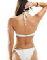 Фото #2 товара Accessorize ring front beaded bikini top in white