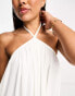 The Frolic sunstone halter volume mini summer dress in white waffle