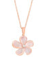 ფოტო #3 პროდუქტის EFFY® Rose Quartz (5-3/8 ct. t.w.) & Diamond (1/20 ct. t.w.) 18" Flower Pendant Necklace in 14k Rose Gold
