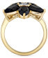 ფოტო #3 პროდუქტის Onyx & Diamond Accent Flower Ring in 10k Gold
