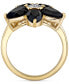 Onyx & Diamond Accent Flower Ring in 10k Gold