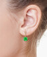 ფოტო #2 პროდუქტის EFFY® Dyed Green Jade & Diamond (1/6 ct. t.w.) Hoop Drop Earrings in 14k Gold