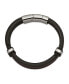 Stainless Steel Black Brown Leather Bracelet