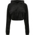 URBAN CLASSICS Hooded Sweatshirt Cropped Velvet Oversized