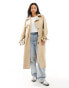 ONLY Curve longline trench coat in beige