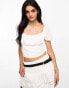 Фото #1 товара Hollister top in white with square neck and cap sleeves