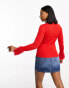 Фото #8 товара Wednesday's Girl fitted rib jumper with fluffy cuffs in red