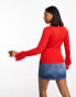 Wednesday's Girl fitted rib jumper with fluffy cuffs in red