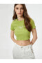 Топ Koton Fitilli Crop Tee Embroidered