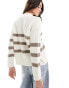 Selected Femme Bloomie cardigan in white cream stripe Schneeweiß, XS - фото #3