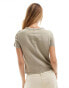 Mango ribbed baby tee in khaki