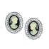 ფოტო #1 პროდუქტის Silver-Tone Black Cameo Oval Filigree Clip Button Earrings