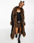 Фото #1 товара Native Youth longline cocoon puffer coat in black with brown faux fur trim