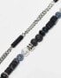 ASOS DESIGN 2 pack semi-precious beaded necklace in black tone - фото #5