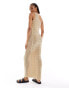 ASOS DESIGN Tall knitted crochet one shoulder maxi dress in stone