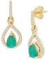 Emerald (7/8 ct. t.w.) & Diamond (1/5 ct. t.w.) Pear Halo Drop Earrings in 14K Gold (Also in Sapphire)