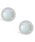 Lab Grown Opal (3/4 ct. t.w.) and Lab Grown Sapphire (1/5 ct. t.w.) Halo Studs in 10K White Gold