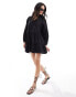 Фото #2 товара IIsla & Bird volume broiderie mini beach summer dress in black