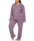 Фото #3 товара Plus Size 2 Piece Long Sleeve Heart Print Pajama Set