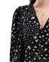 Фото #3 товара Vero Moda long sleeved buttondown mini dress in mono floral