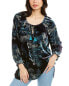 Фото #1 товара Johnny Was Glowing Iris Bishop Sleeve Peasant Silk-Blend Blouse Women's Xxs