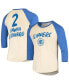 Фото #2 товара Men's Kawhi Leonard Cream and Royal LA Clippers Raglan 3/4 Sleeve T-shirt