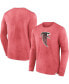 Фото #1 товара Men's Heather Red Distressed Atlanta Falcons Washed Primary Long Sleeve T-shirt
