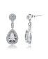 Фото #2 товара Sterling Silver White gold Plated Pear Drop Cubic Zirconia with Circle Post Earrings