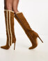 Фото #8 товара Simmi London Anders knee boots with shearling trim in chestnut