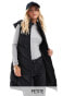 Threadbare Petite longline padded gilet with hood in black