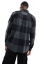 Jack & Jones oversized buffalo check overshirt in dark grey