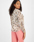 Women's Abstract-Print Tie-Neck Blouse, Created for Macy's