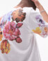 Фото #3 товара Topman oversized fit t-shirt with floral front and back print in white