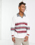 Фото #2 товара ASOS DESIGN oversized polo sweatshirt with colour block & print in white marl