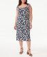 Free Assembly Midi Slip Dress Women's XS Navy Floral Tie Shoulder Square Neck