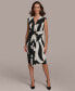 ფოტო #1 პროდუქტის Women's Printed Gathered Sleeveless Midi Dress