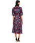 Women's Ruched 3/4-Sleeve Midi Dress