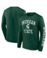 Фото #1 товара Men's Green Michigan State Spartans Distressed Arch Over Logo Long Sleeve T-shirt