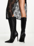 Daisy Street wavy studded knee boots in black